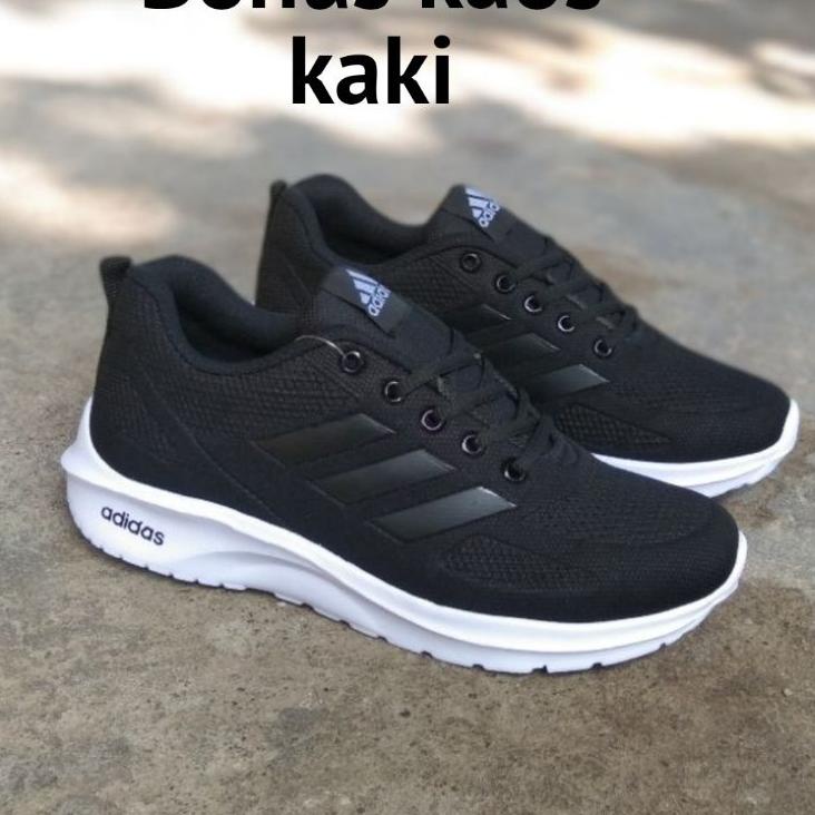 Big Sale.. Sepatu Sekolah Adidas Hitam Putih  / Sepatu Sekolah Pria Wanita /  Sepatu Kerja   FREE KA
