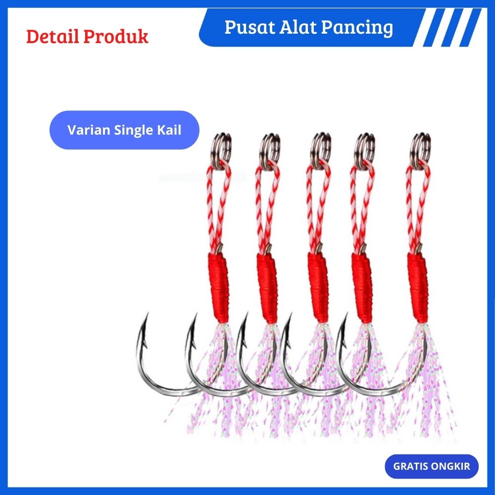 Kail Pancing Fishing Hook Jig Cor Kail Berduri Fishing Hook Double Hook Assist Hook Jigging Hook Single Hook