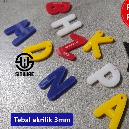 Custom Akrilik Huruf 3mm Latter Acrylic Warna Tulisan Font Abjad Laser Cutting 3 mm