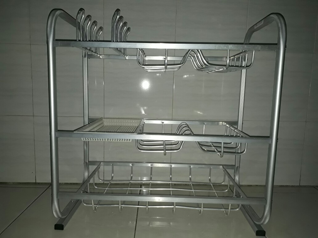 Rak Piring Kecil Dapur Almunium 3 Susun