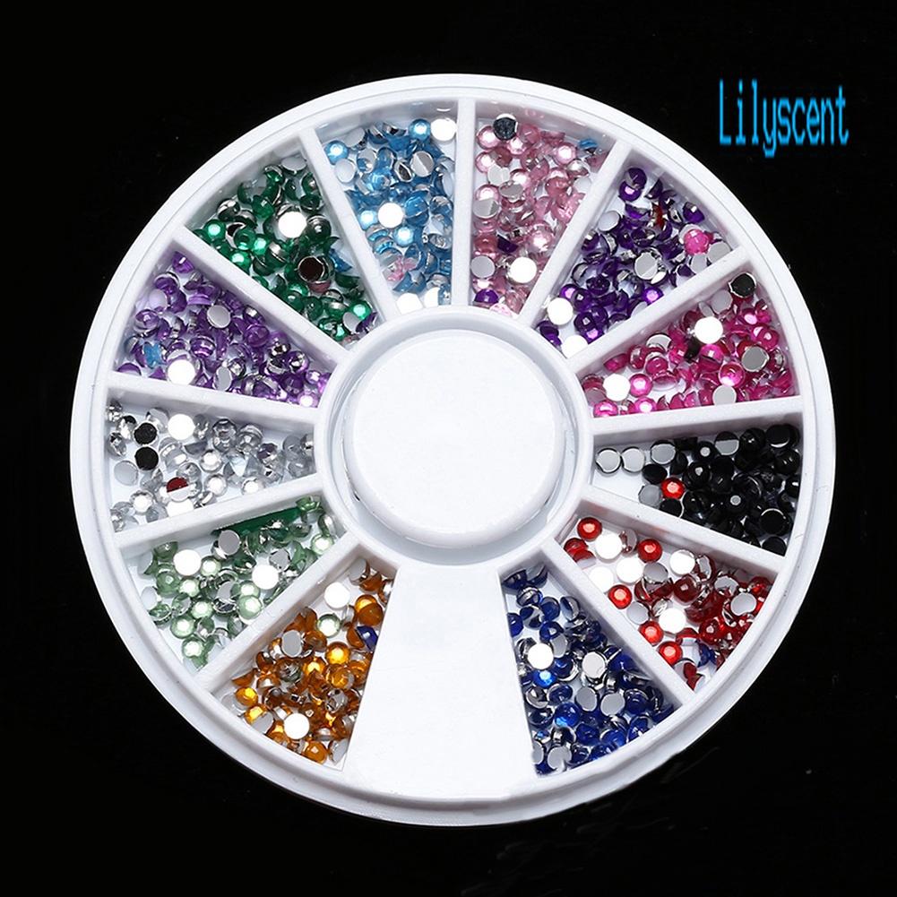 Lily 500pcs Berlian Imitasi Glitter 2.0mm 12 Warna Untuk Dekorasi Nail Art