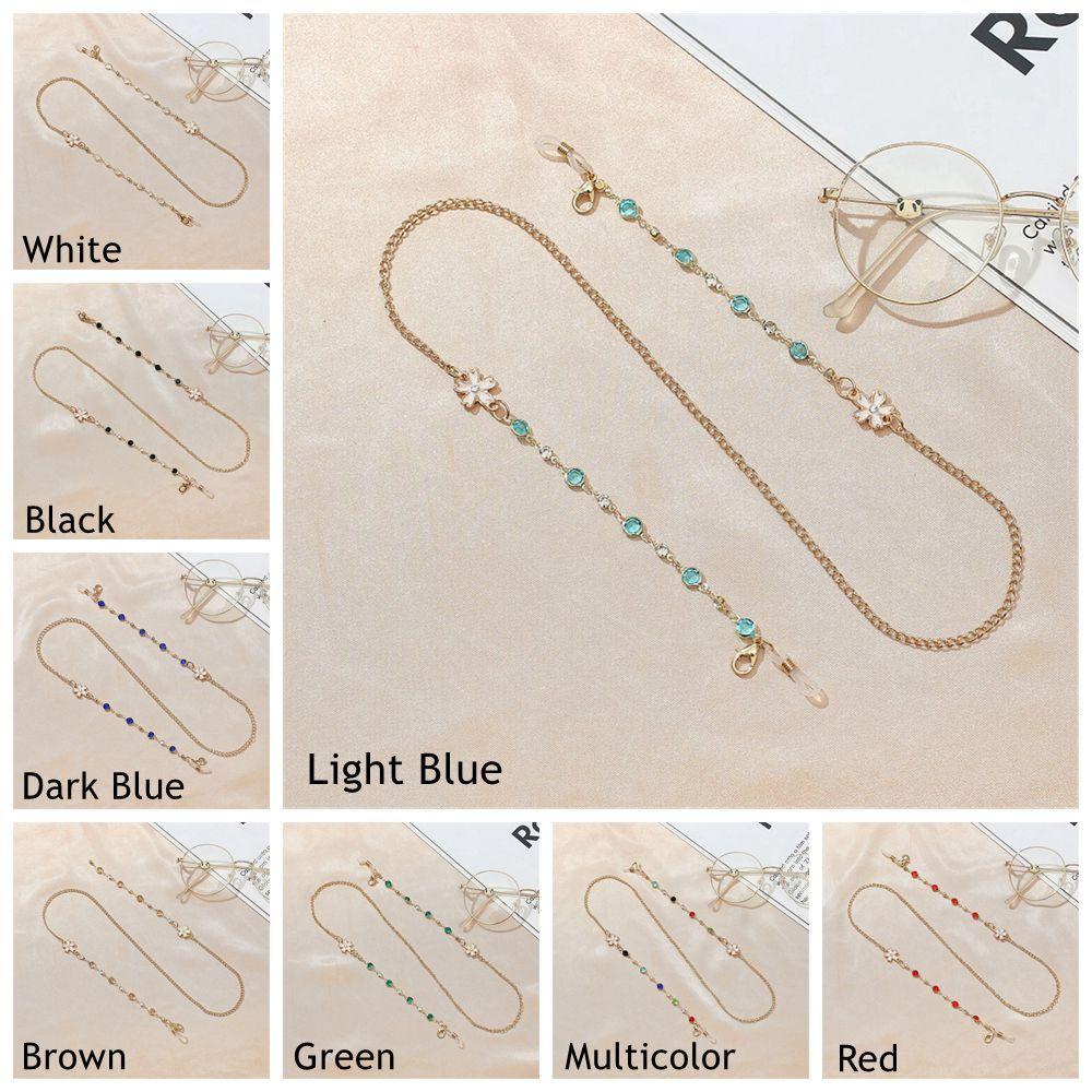 Lily Rantai Kacamata Wanita Jewlery Berlian Warna-Warni Anti Hilang Earphone Rantai Holder Cord