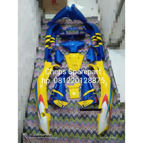 body satria 120 ru lumba biru kuning