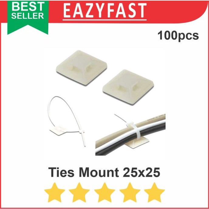 

Tie Mount 25x25 Dudukan Tali Kabel Cable Ties Clip Mounting Tempel efst90 Ayo Order