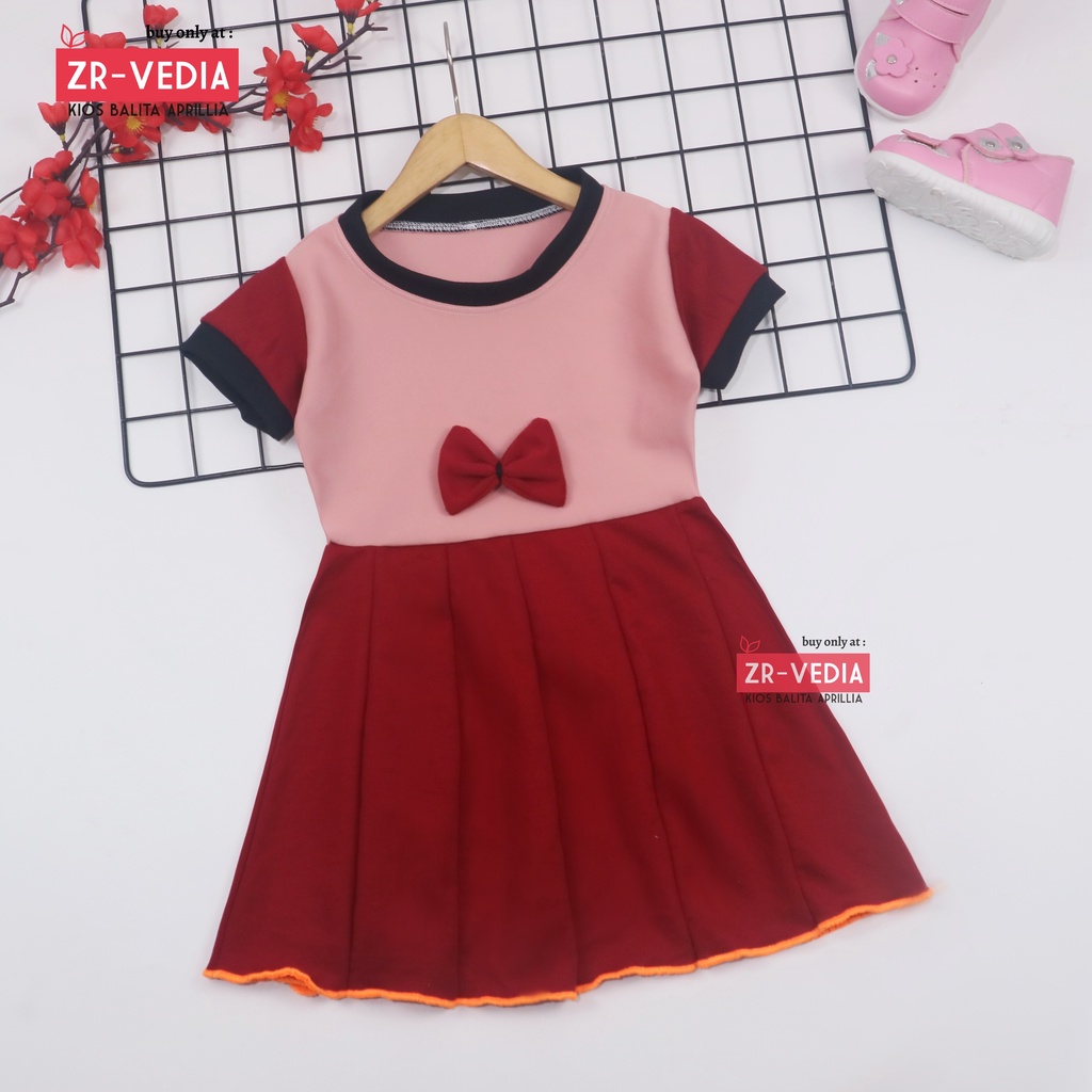 Dress Anak Jasmine uk 3-4 Tahun / Dress Balita Murah Bahan Kaos Anak Perempuan Dres Lengan Pesta