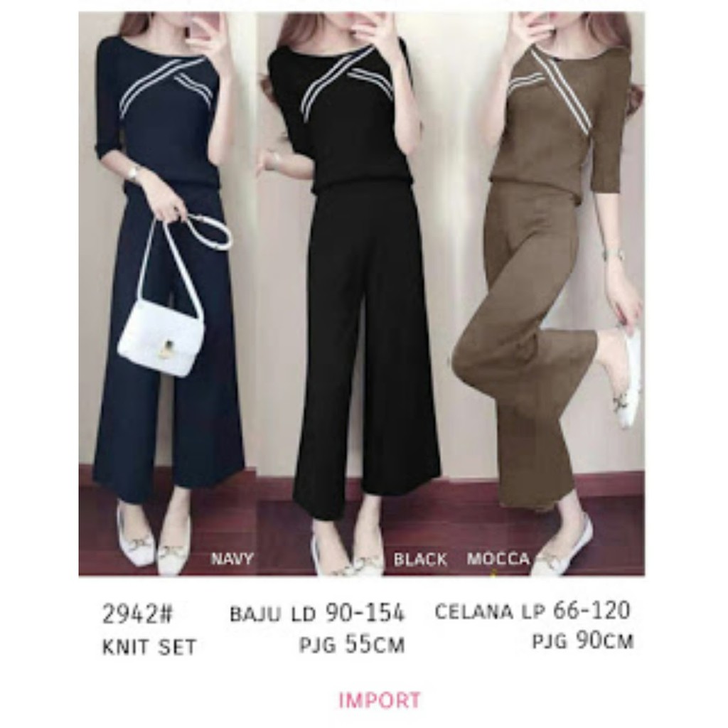 [SET2173] Set Knit 2942 Import-setelan wanita bahan rajut