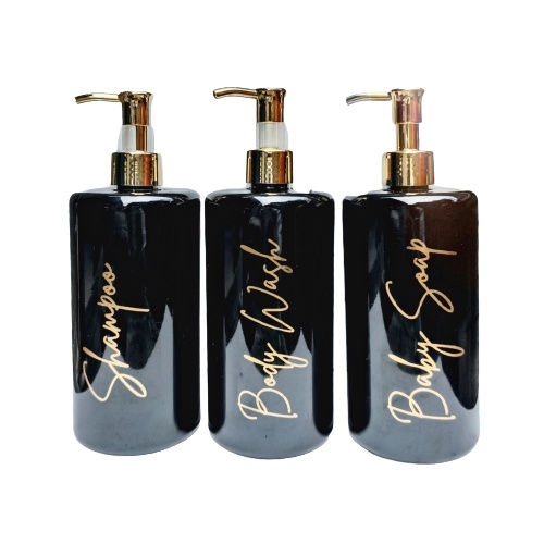 Botol Sabun Cair Pump Hitam Gold Silver Aesthetic 500ml Luxury botol HITAM GLOSSY 500ml gold LUXURY. aesthetic bottle minimalist refill organizer tempat sabun cair pump estetik