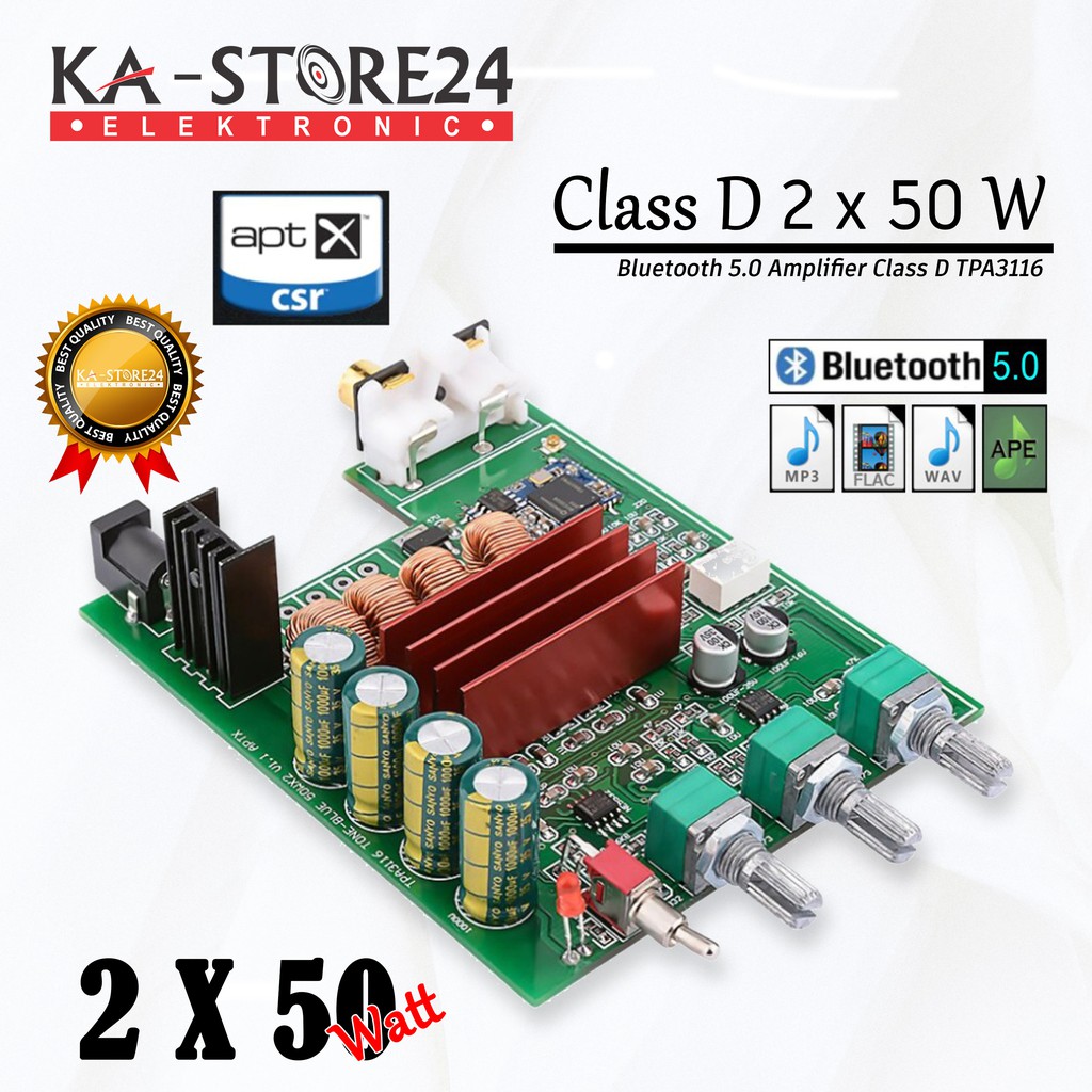 Bluetooth 5.0 Amplifier Class D 2x50W - TPA3116 Class D Amplifier