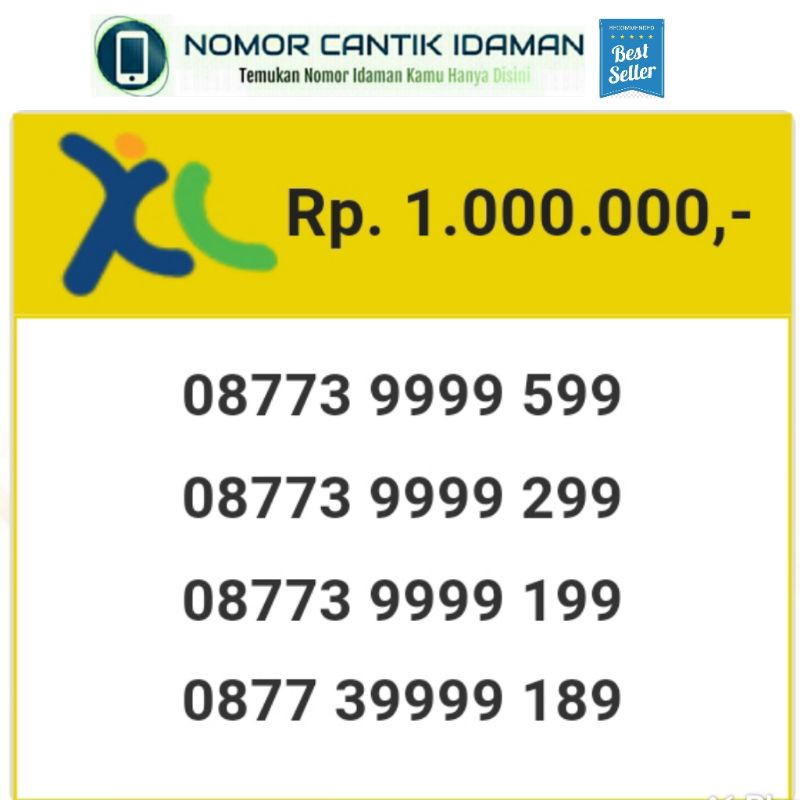 nomor cantik xl seri kuartet rasa hexa 9999 199 ibm11