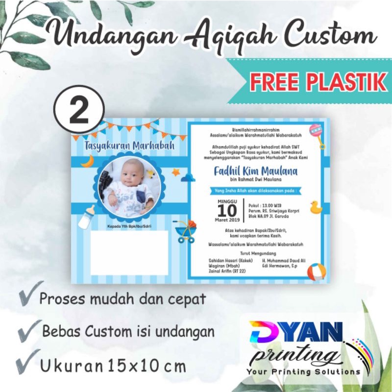 UNDANGAN AQIQAH BAYI CUSTOM FREE PLASTIK UNDANGAN