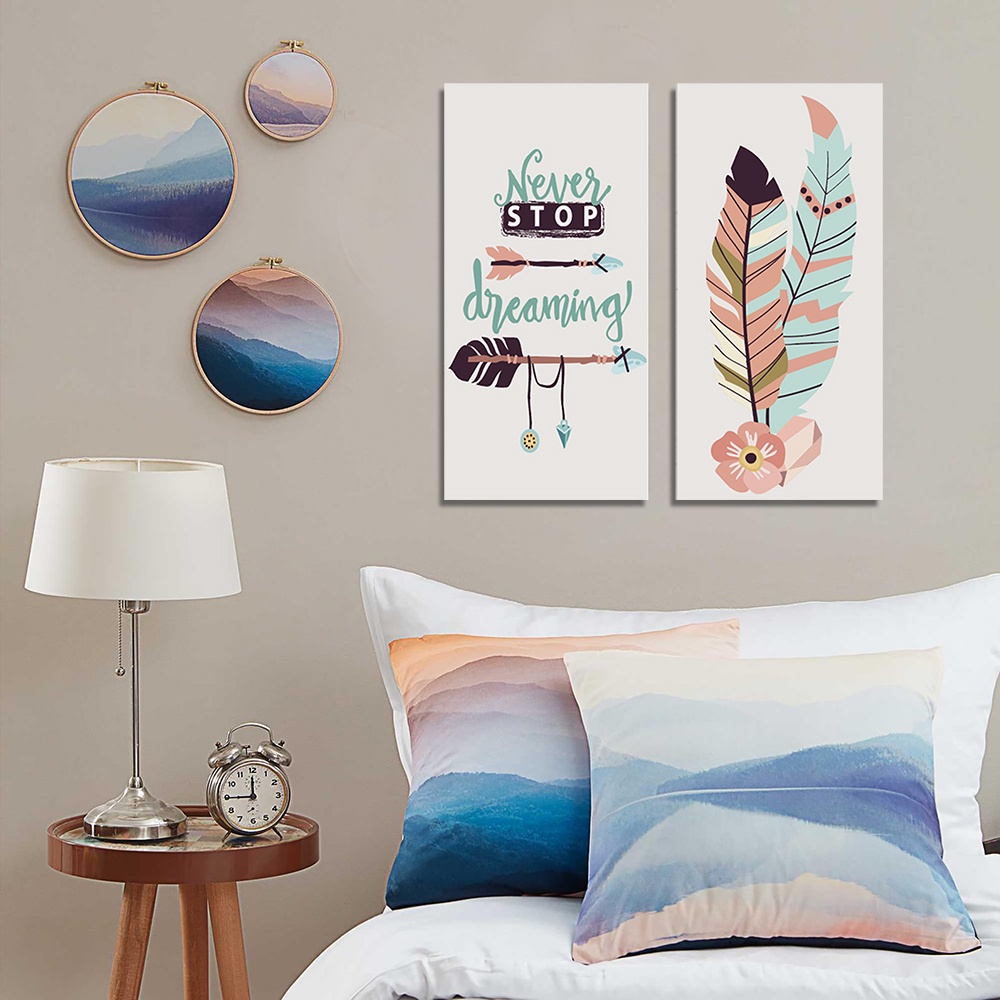 Dapat 3 Hiasan Dekorasi Bulu Kamar Tidur Hiasan Dinding Feather  Bulu Bohemian Series