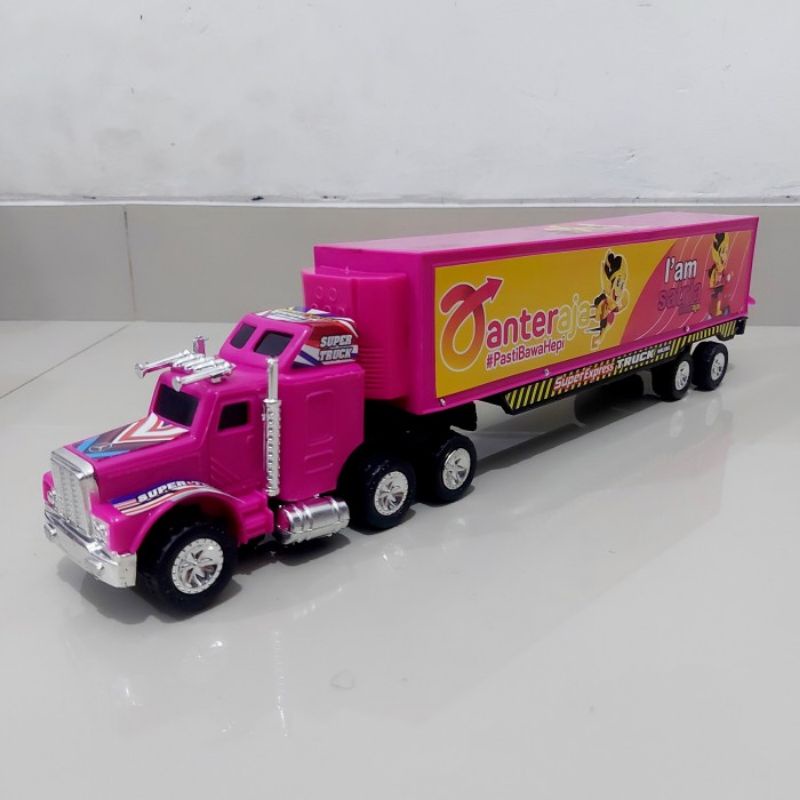 Mainan Truk Kontainer Kurir - Miniatur Mobil Trailer Box Anak Laki Cowok