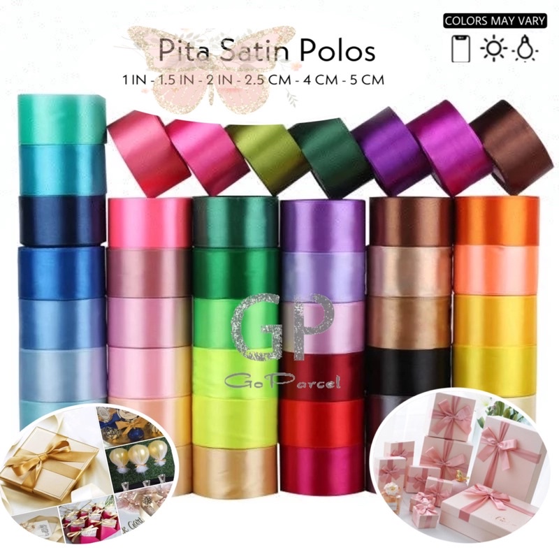 ( Rol 20 Yard ) PITA SATIN 40MM ( 1.5 IN ) POLOS 11/2 INCH - SATEEN RIBBON - PITA KADO 4 CM