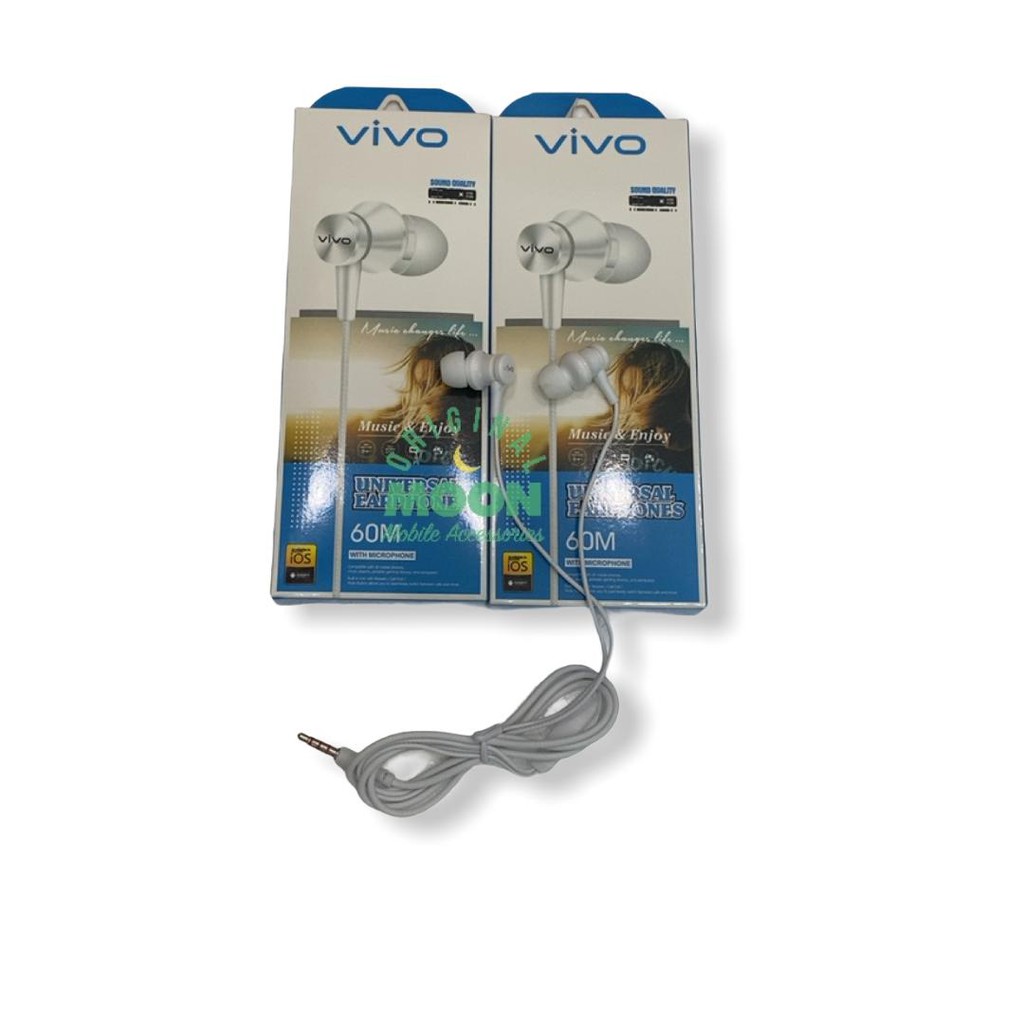 Headset Handfree Earphone brand vivo Stereo MEGA BASS 60M