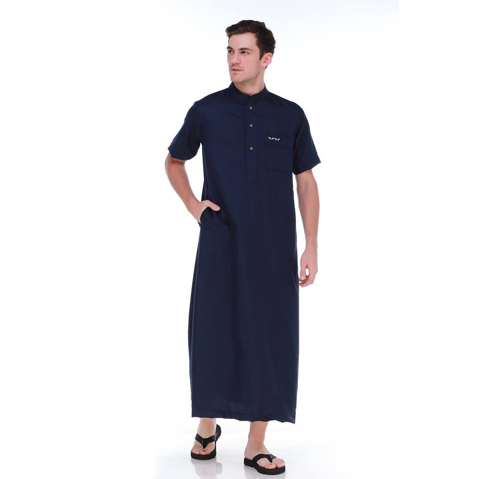 BAJU GAMIS BIRU NAVY PREMIUM BAHAN COTTON TOYOBO ORIGINAL TERBARU