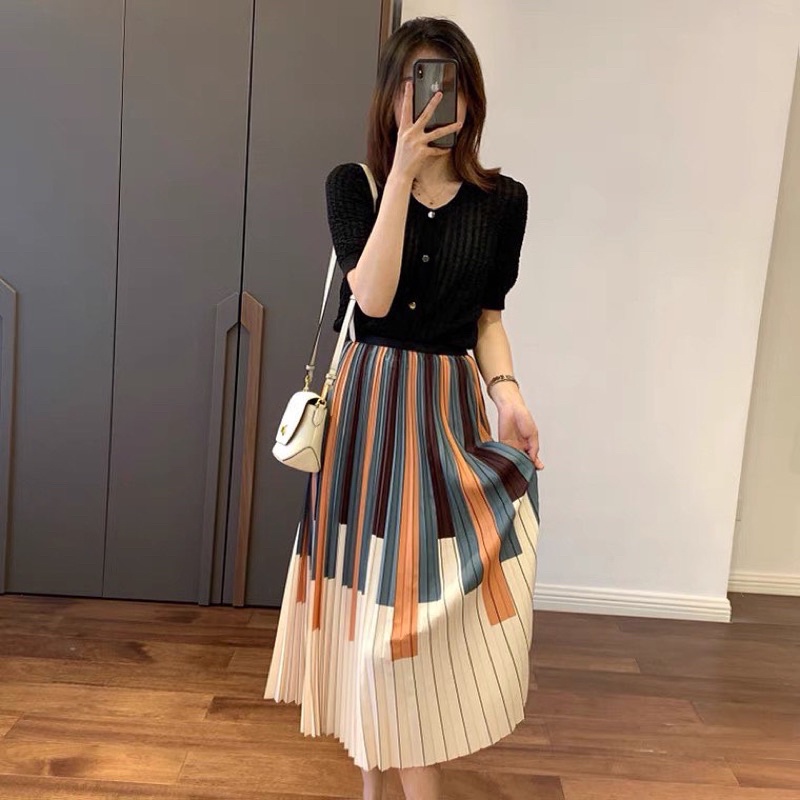 Rok berlipit rok panjang rok korea kualitas bagus