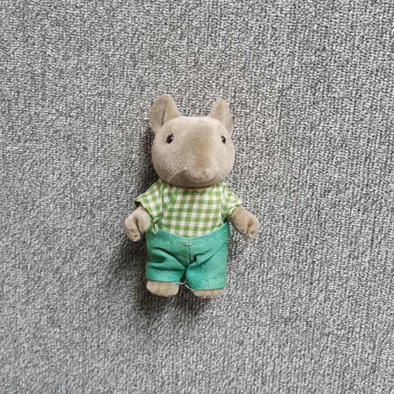 Vintage Rare Sylvanian Cuddly Cuzzins Grey Thistletorn Mouse Brother