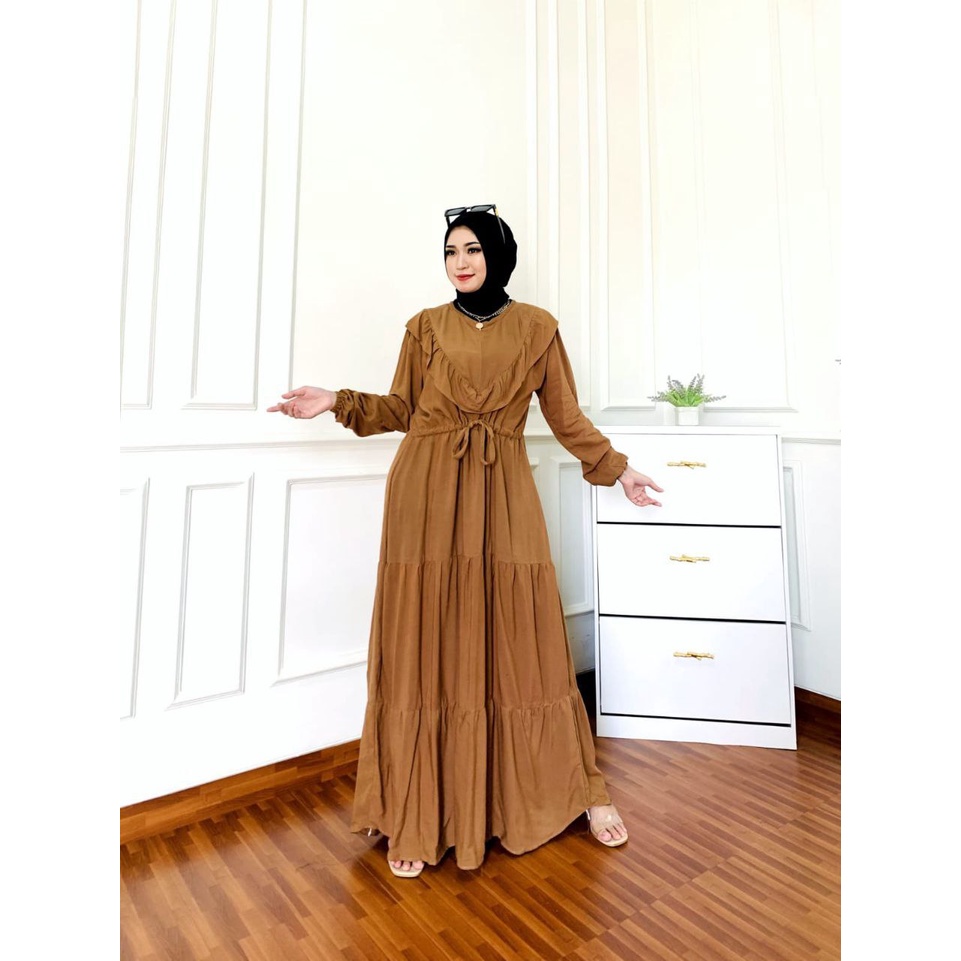 Gamis Terbaru Susun Natasya Susun Polos Rayon Premium Dress Wanita Susun Lengan Panjang Baju Wanita Busui Kekinian LD 110 cm