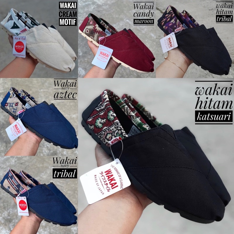 Wakai Sepatu slip on pria wanita grade ORI premium