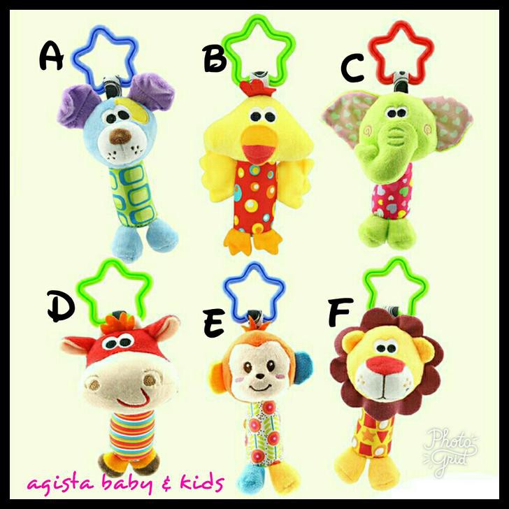 MAINAN GANTUNG UNTUK STROLLER BAYI / MAINAN BAYI RATTLE / BONEKA BUNYI - A - DOG