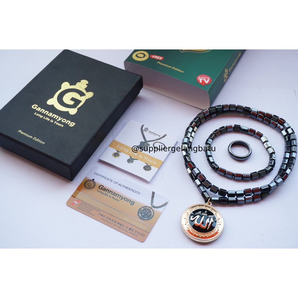 PAKET CINCIN KALUNG SEHAT LAFAZ ALLAH FULL GOLD NEW MODEL GANNAMYONG fashion muslim bonus gelang