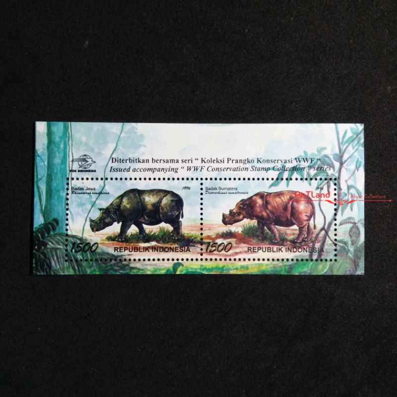 

Prangko Souvenir Set Konservasi WWF Badak 1996 SS 138