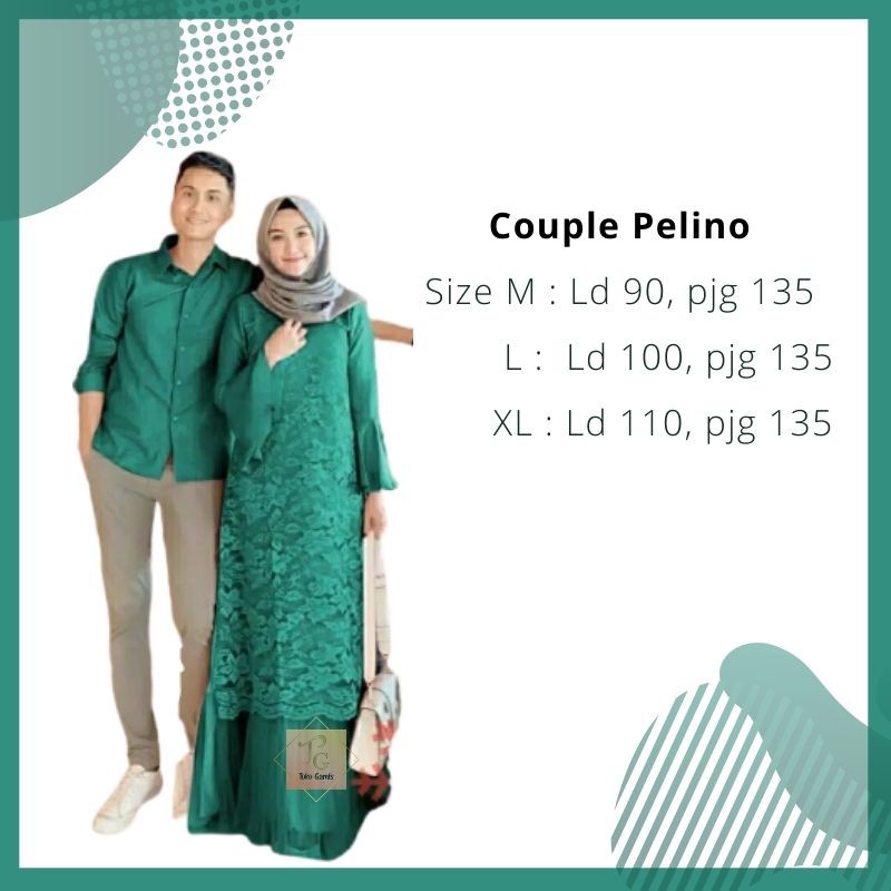 Baju Gamis Pasangan Couple Muslim Brukat Lengan Panjang - Couple Pelino - Size M - L - XL-2