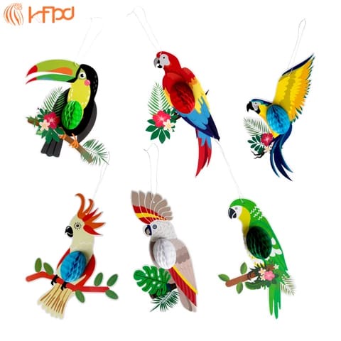 Honeycomb burung parrot 25 cm  - sarang madu parrot 25cm - honeycomb kertas krep - lampion kertas warna - lampion bulat