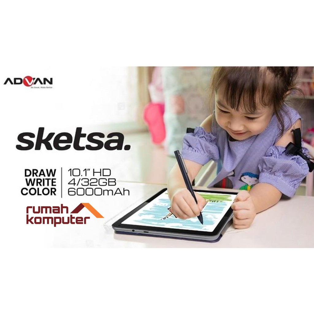 Tablet Advan Tab Sketsa 10 Inci 4GB 32 GB - Full set ( Pen Stylus + Flipcover )