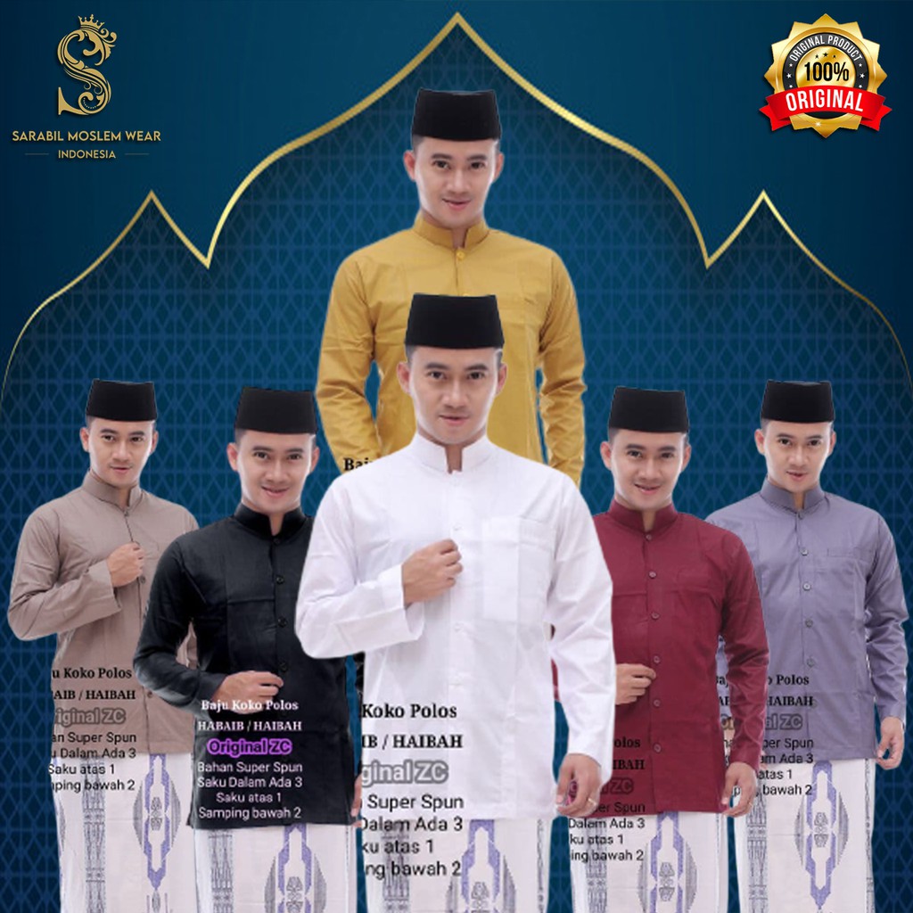 BAJU KOKO HABAIB KOKO HAIBAH ATASAN MUSLIM BAJU KOKO PUTIH POLOS