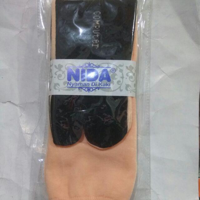 Kaos Kaki Nida Panjang Muslimah Telapak Hitam Jempol Polos Murah Malang-Fuchia