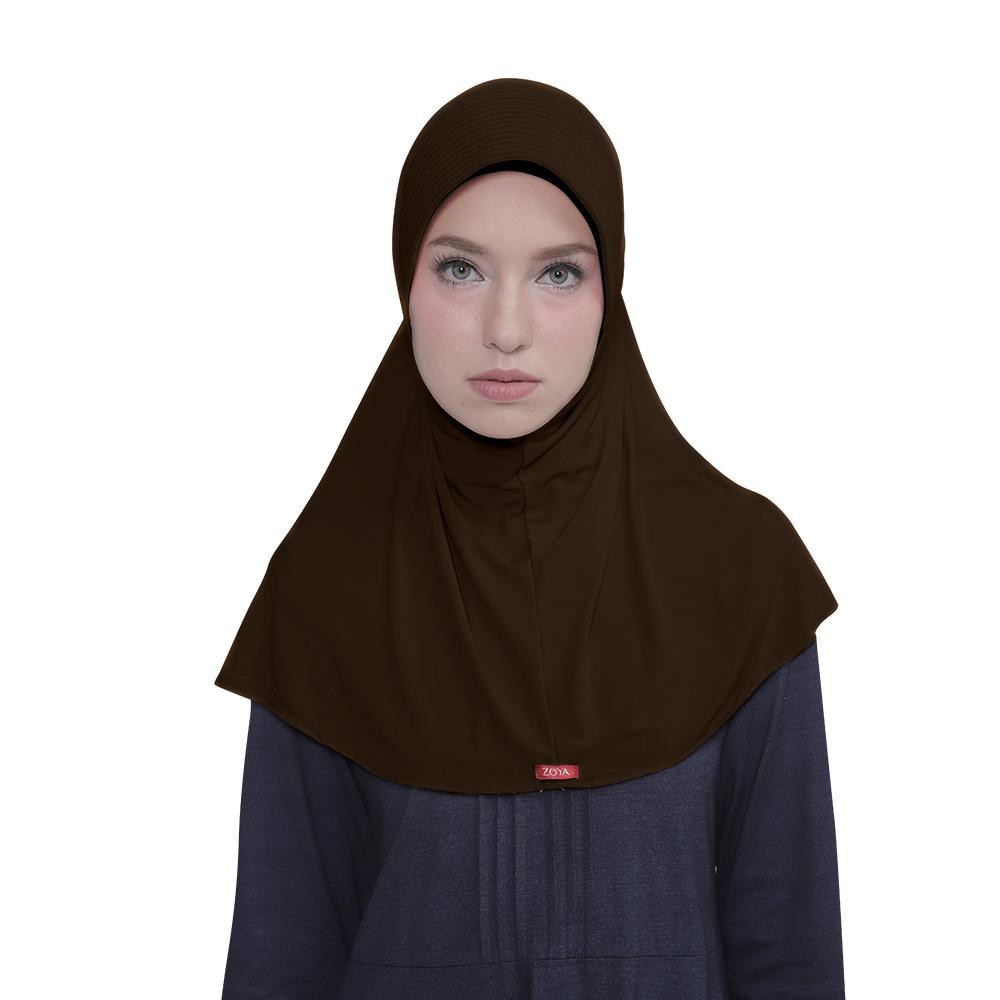 Bergo Zoya Marsha HB Casual Jilbab Sekolah Instan Jilbab Kantor-Coklat tua