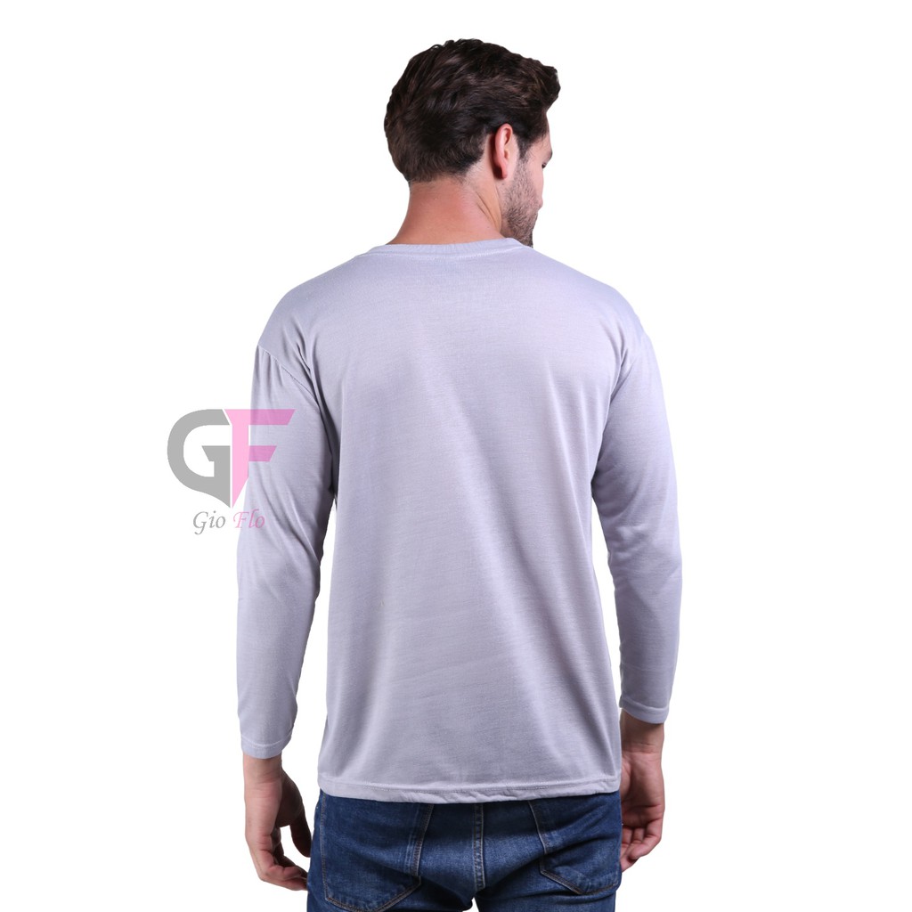 GIOFLO Pakaian Anak Muda Tshirts Casual Smart Lengan Panjang Pria Abu / PLS 145