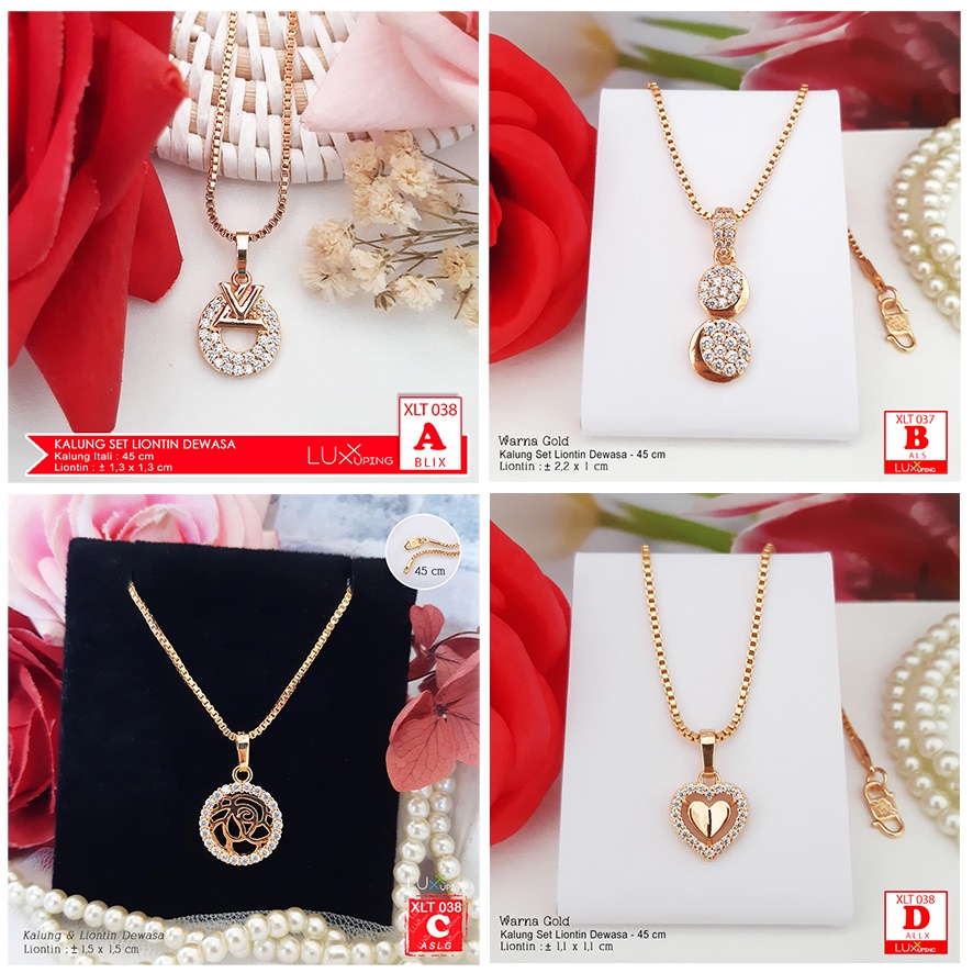 XLT 038  Kalung Itali Set Liontin Permata Sirkon Perhiasan Lapis Emas 18K Aksesoris Wanita Kalung Xuping Merk Yaxiya Meilyn Luxx Xuping