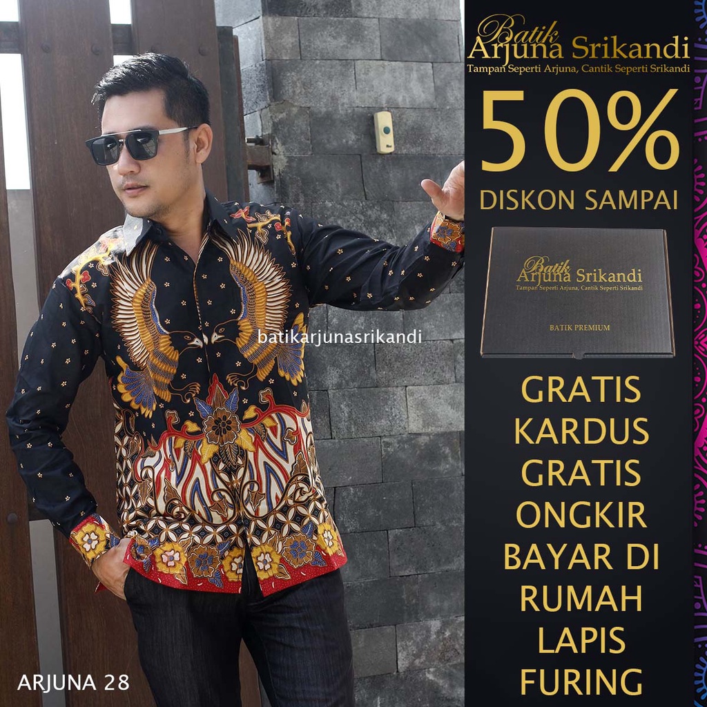 Kemaja Batik Pria Lengan Panjang Baju Hem Atasan Pria Batik Mega Mendung Batik Kawung Batik Surabaya