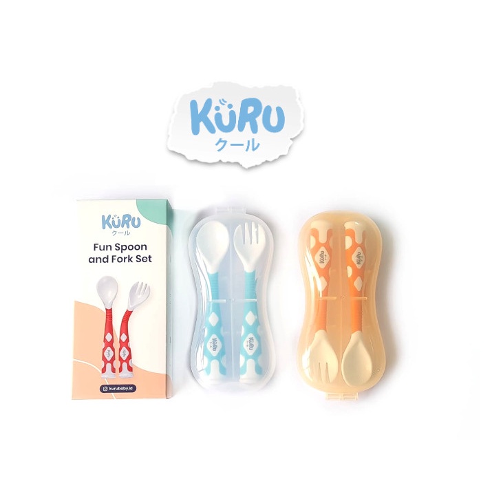 KURU Baby Flexi Fun Spoon and Fork Set - Sendok Garpu Makan Bayi ( SF1 )