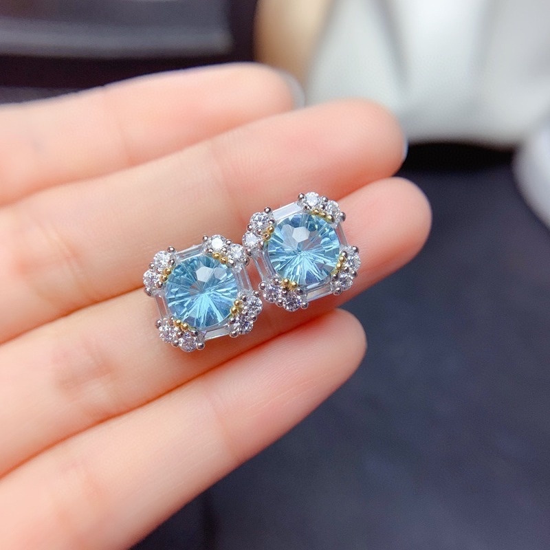 Fashion Sky Blue Moissanite 2 Karat Jewelry Set