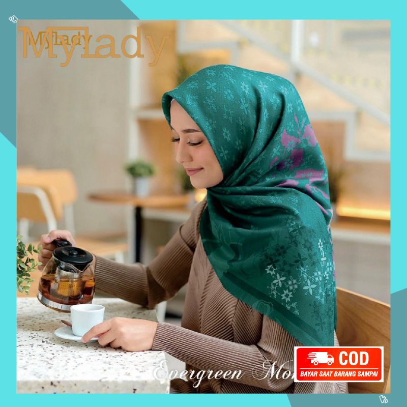 Kerudung MyLady Signature Monoflex Mono Flex EverGreen Hijab Original Segiempat My Lady