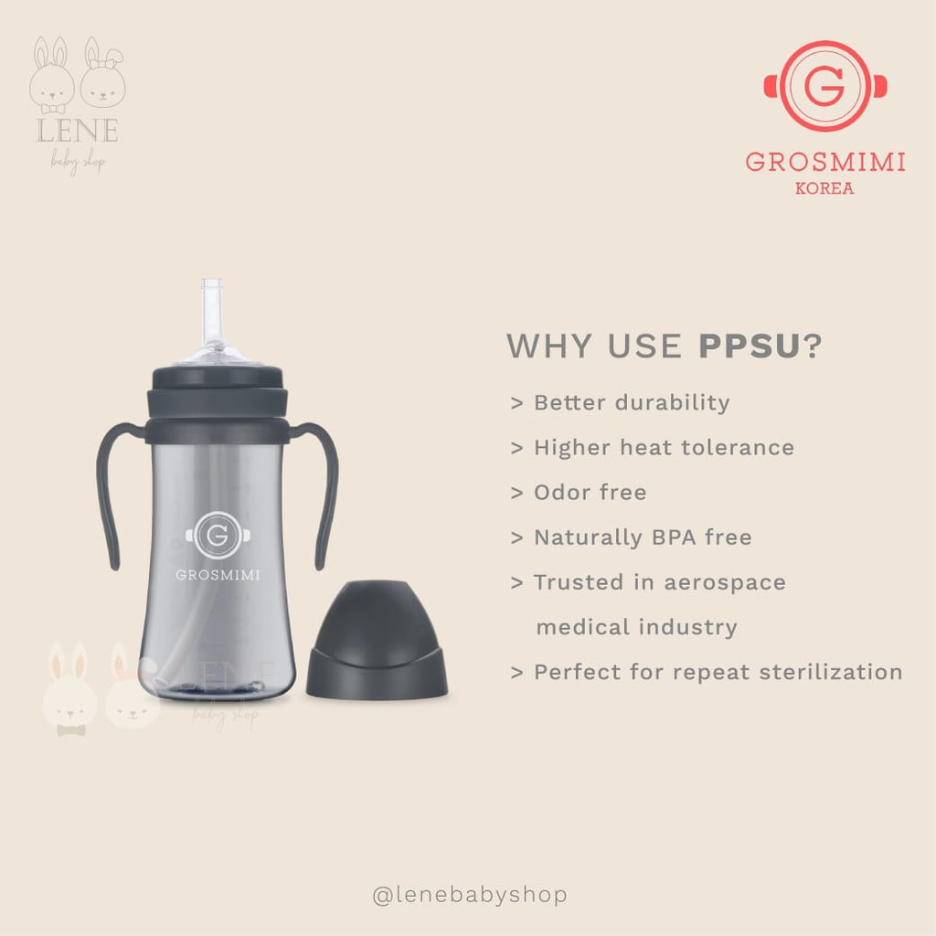 Grosmimi PPSU Straw Cup Dark Series 200 ml &amp; 300 ml