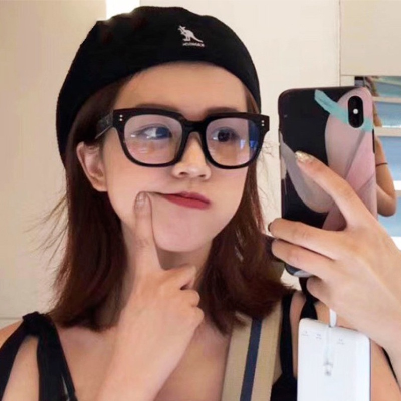 (YUZHU) Korean Style Simple Oversized Square Frame Glasses Daily Replaceable Lenses Eyeglasses Unisex