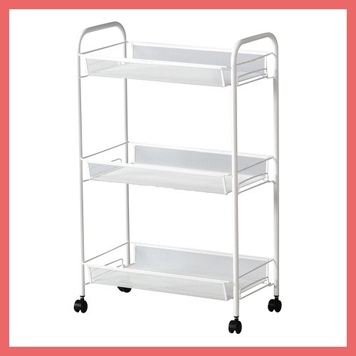 Troli warna putih HORNOVAN ukuran 26x48x77 cm