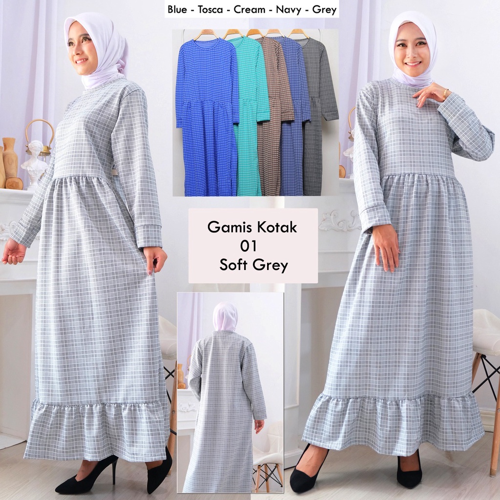 Gamis westylis Gamis Kotak Rample Bawah Model Panjang ( Real Pic ) Bahan Strett Bisa Melar / panjang