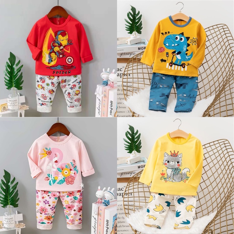 piyama baju tidur anak kubao import 1-5 tahun banyak motif lucu kaos balita baby unisex