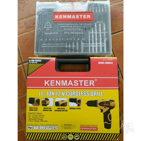 paket bor baterei KENMASTER dan mata bor set kenmaster mesin bor tangan baterai cordless drill
