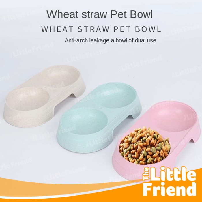 Tempat Makan Hewan Anjing Kucing Kelinci Hamster Double Bowl Plastik