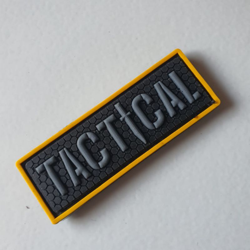 patch rubber logo tactical kecil 6.5 x 2.5 /tempelan emblem karet velcro