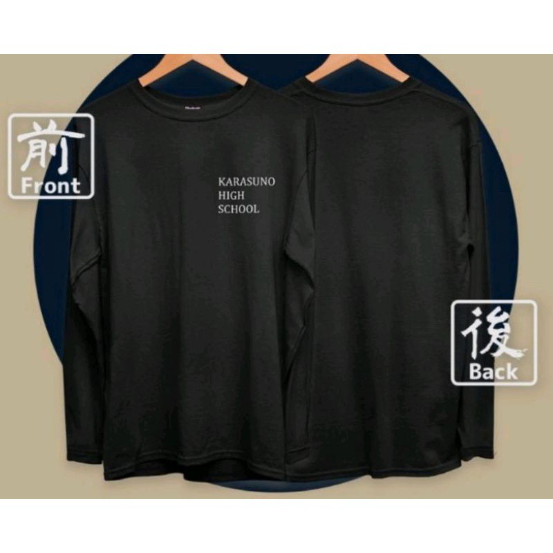 Kaos Lengan panjang Anime Karasuno High school Tee | Haikyuu | Kaos Jepang simple logo tshirt unis