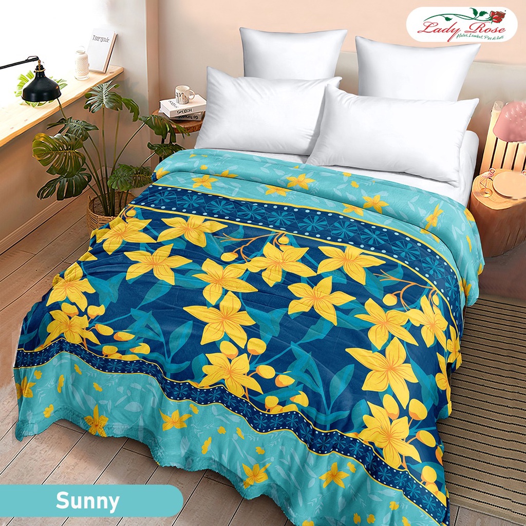 Selimut LADY ROSE Bulu Halus Murah / Blanket Anti Luntur Motif Sunny 160x200