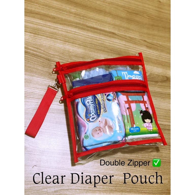 Fawn'G Handamade - Clear Diaper POUCH / Travel POUCH / Tas POPOK Travel / Pouch Bayi