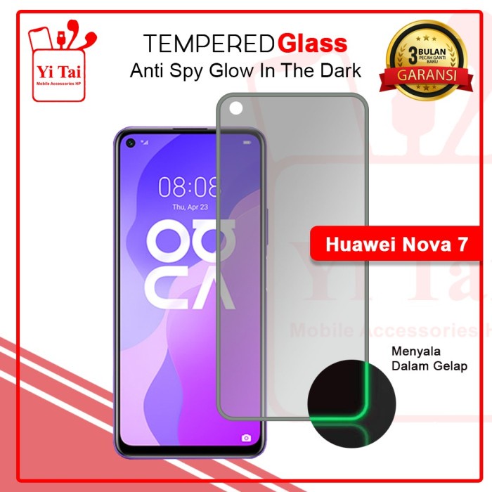 YI TAI - Glow In The Dark Tempered Glass Spy Huawei Nova 3I Nova 6 Nova 7